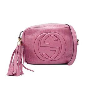 Gucci Soho Disco Pebbled Calfskin Small Rose Beige
